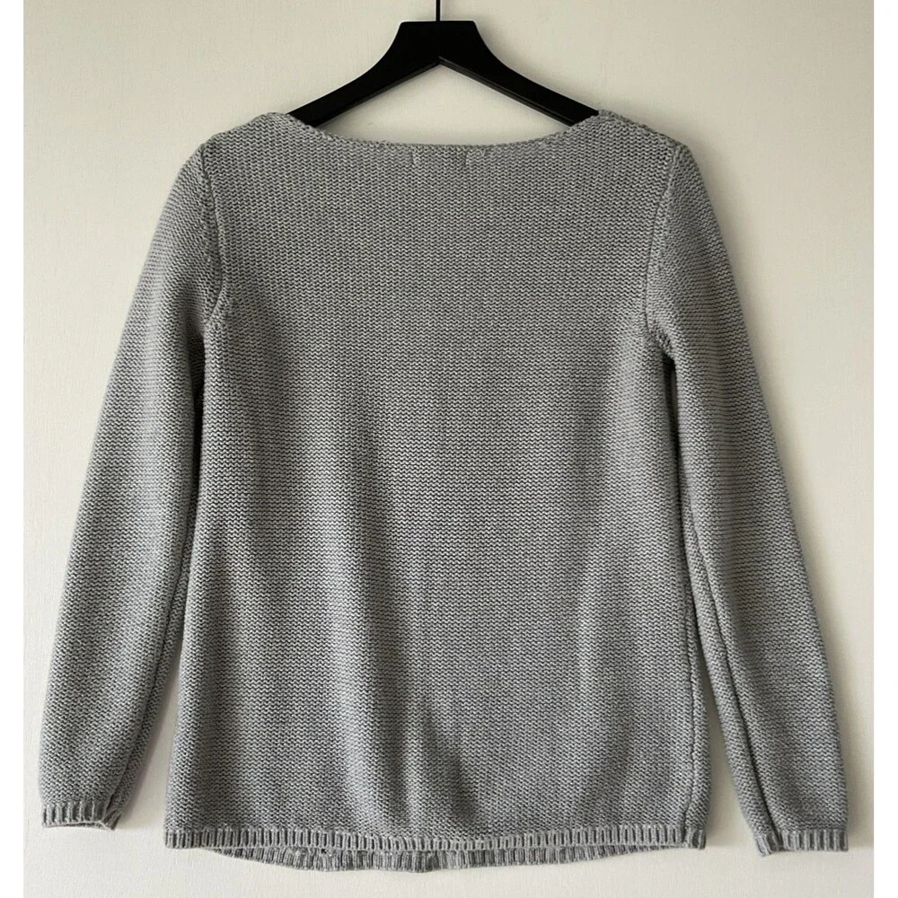 Gap Women's Sweater Cable-Knit Pullover Gray 100% Cotton Size Medium